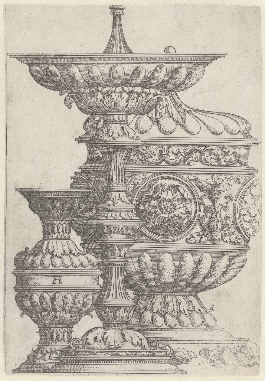 Üç süslü kadeh Vazolar, sürahiler ve kadehler (seri başlığı) by Albrecht Altdorfer