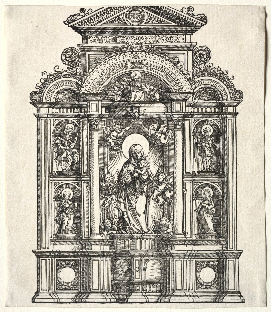 Bakire ile Büyük Sunak, SS sınırında. Christopher, George, Barbara, Catherine, 1520. by Albrecht Altdorfer