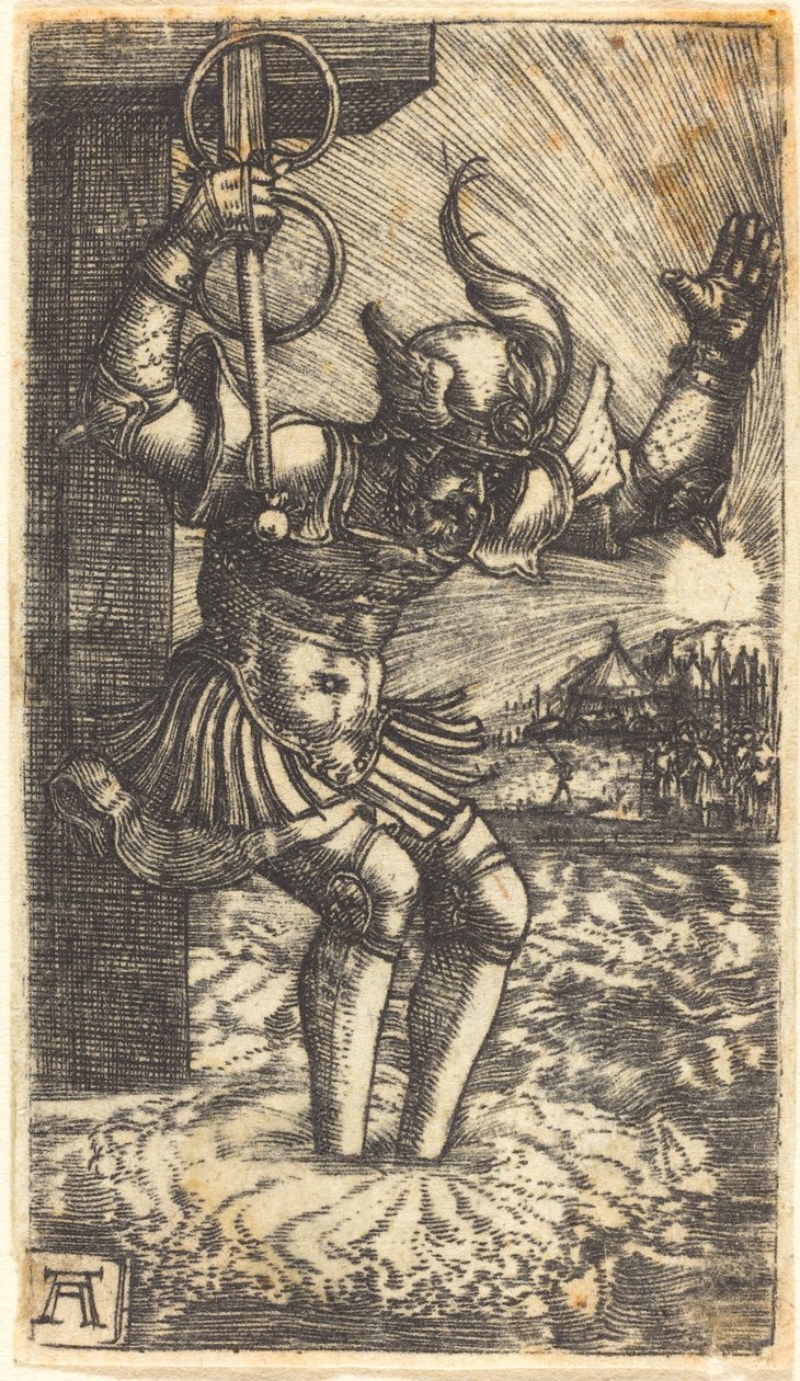 Horatio Cocles Tiber Nehri'ne Sıçrayarak by Albrecht Altdorfer