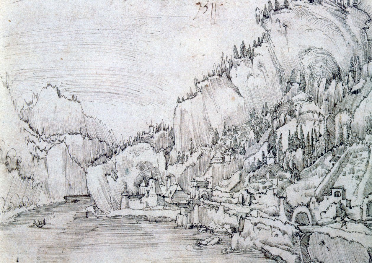 Tuna Nehri üzerinde Sarmingstein, 16. yüzyıl by Albrecht Altdorfer