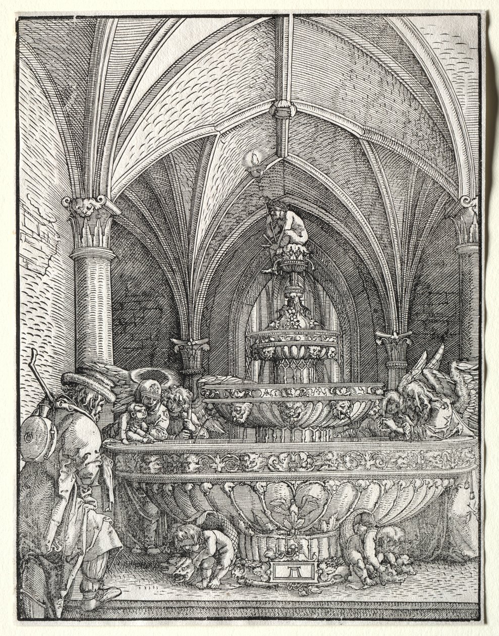 Bir Çeşmede Mısır'a Uçan Kutsal Aile, c. 1520. by Albrecht Altdorfer
