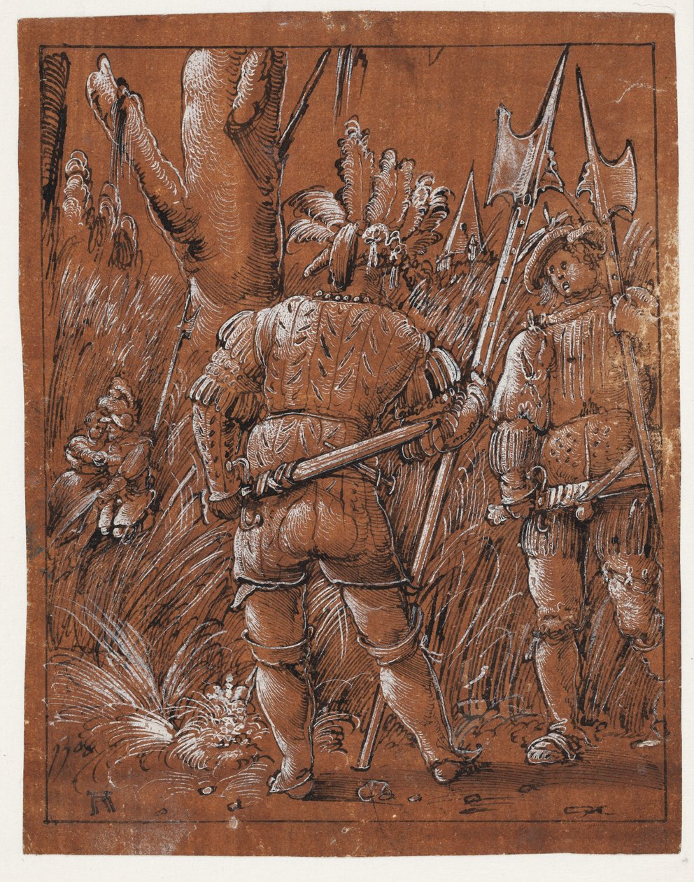 Bir çift aşığı izleyen iki lansquenet by Albrecht Altdorfer