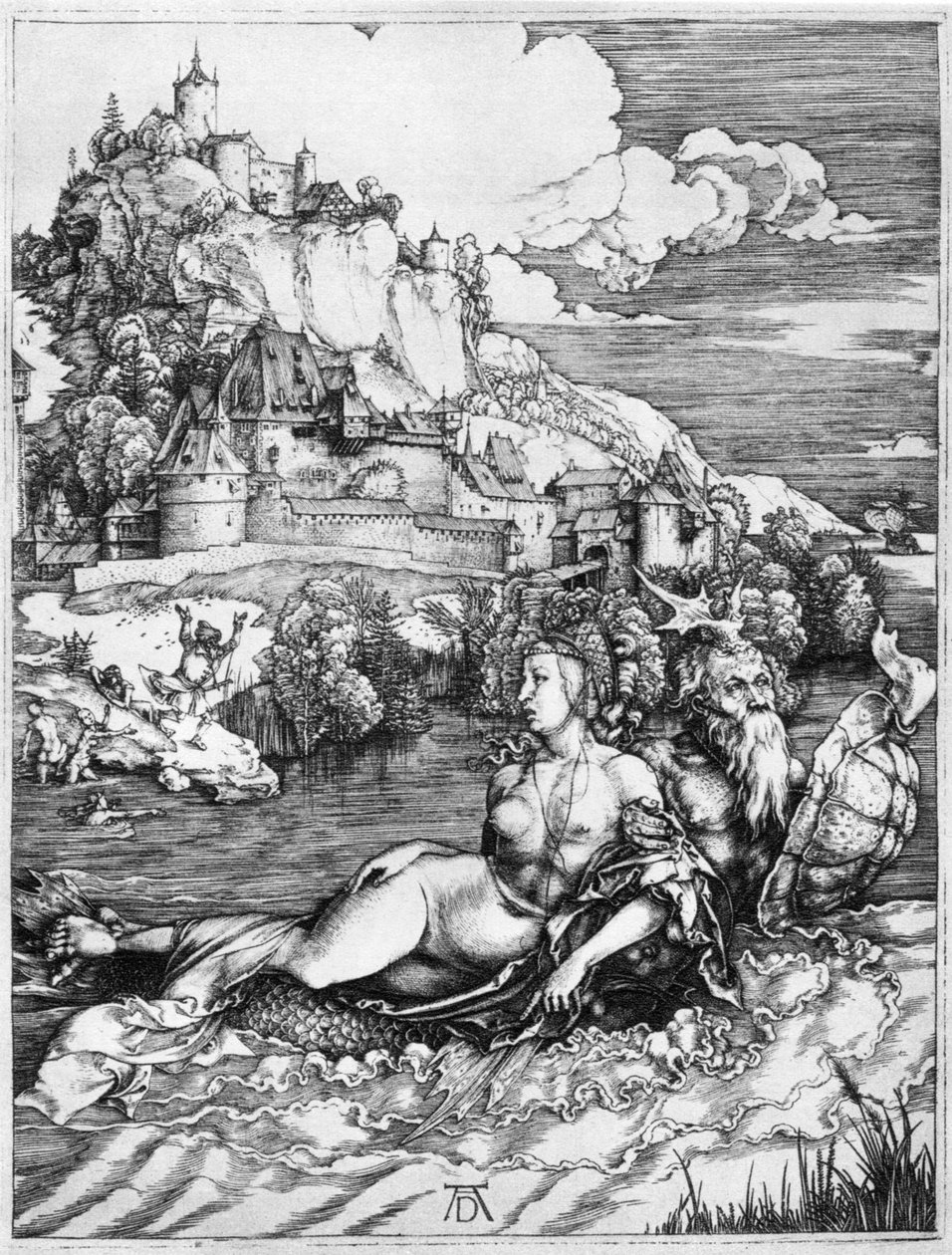 Bir prensesi taşıyan bir deniz canavarı, 1500, 1936 by Albrecht Dürer