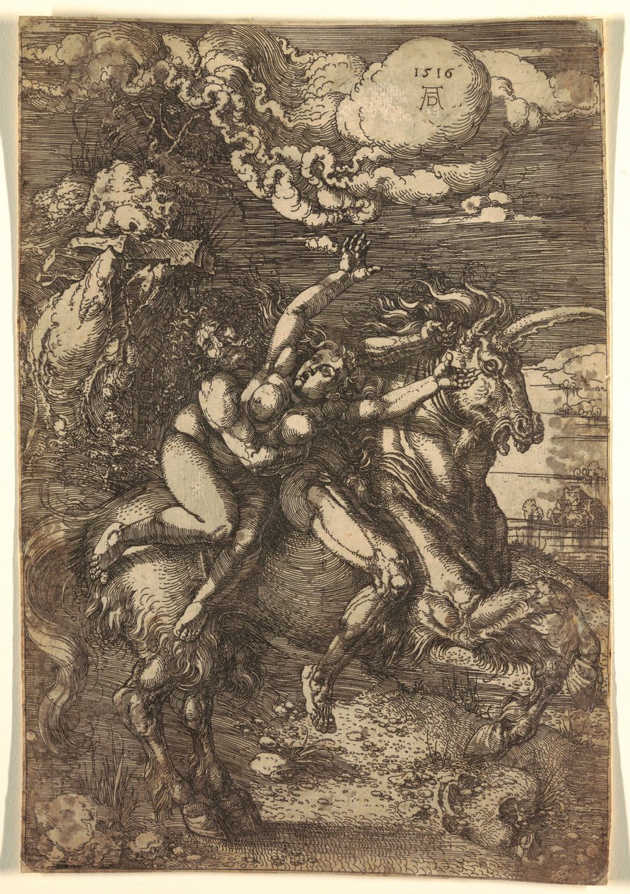 Tek Boynuzlu At Üzerinde Proserpin Kaçırılması by Albrecht Dürer