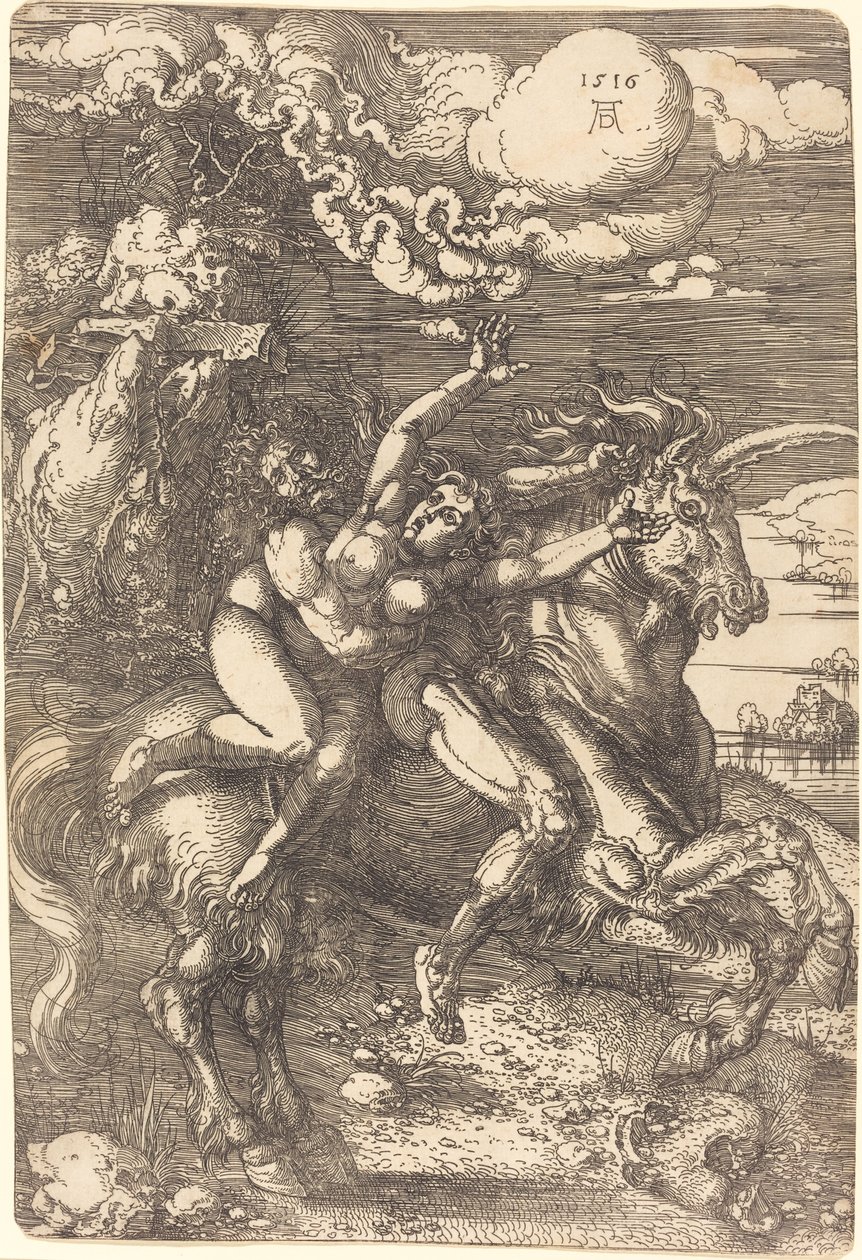 Tek Boynuzlu Atta Kaçırma by Albrecht Dürer