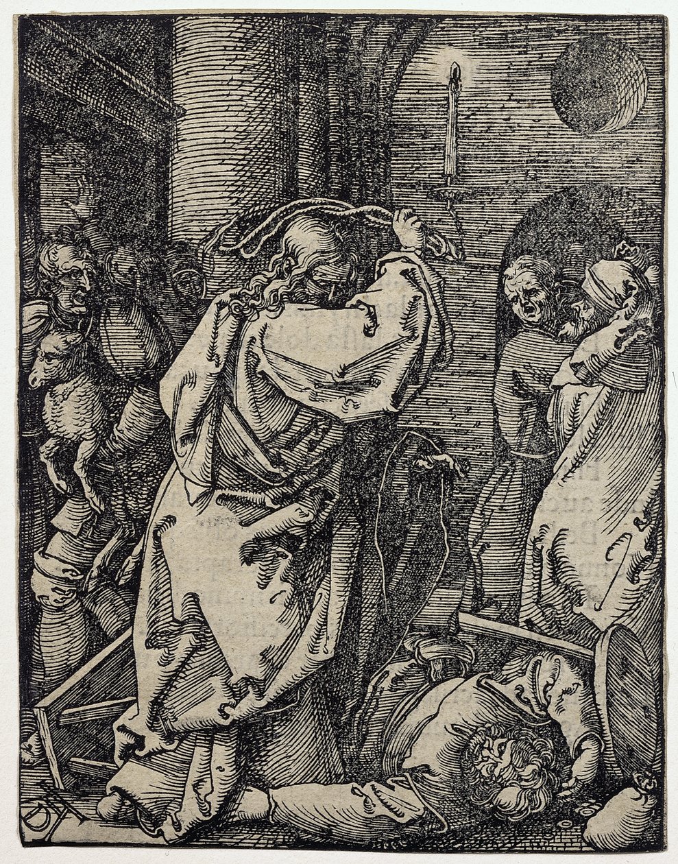 İsa Sarrafları Tapınaktan Sürerken, hayır. “Küçük Tutku” dizisinden 7 by Albrecht Dürer