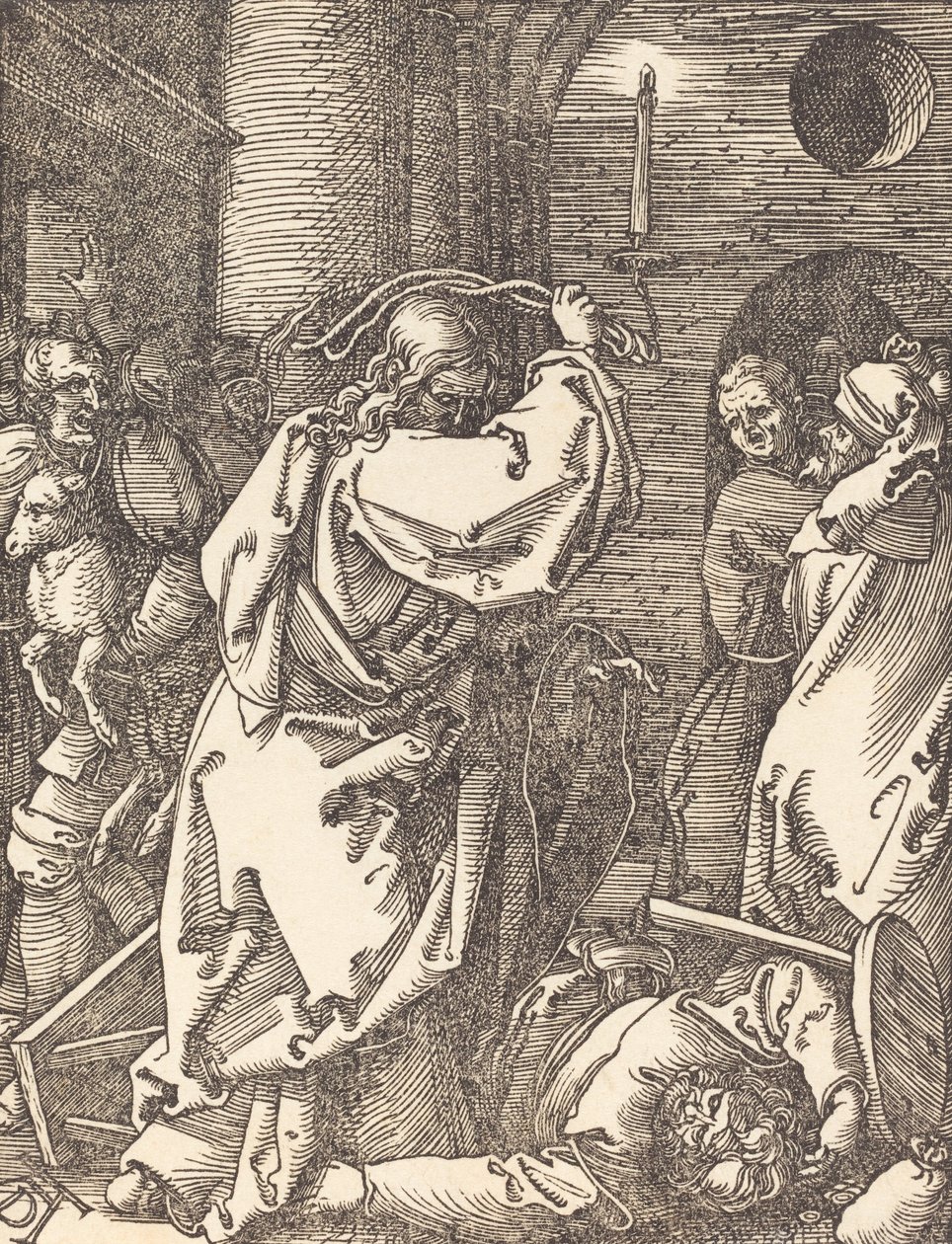 İsa Tefecileri Tapınaktan Kovuluyor, muhtemelen c. 15091510. by Albrecht Dürer