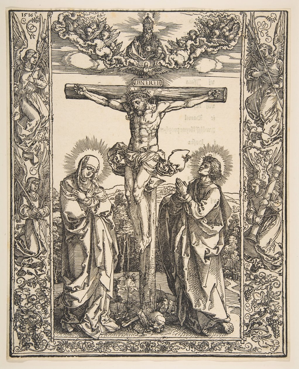 Bakire ve Aziz John arasındaki Haç Üzerindeki İsa, 1516. by Albrecht Dürer