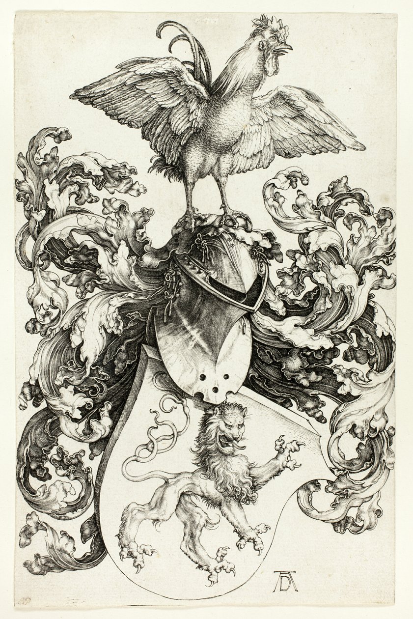 Aslan ve Horoz ile Arması by Albrecht Dürer