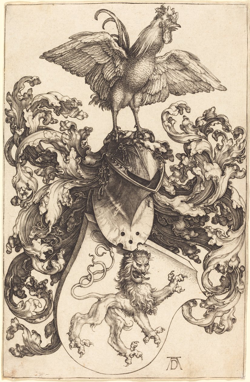 Bir aslan ve bir horoz ile arması by Albrecht Dürer