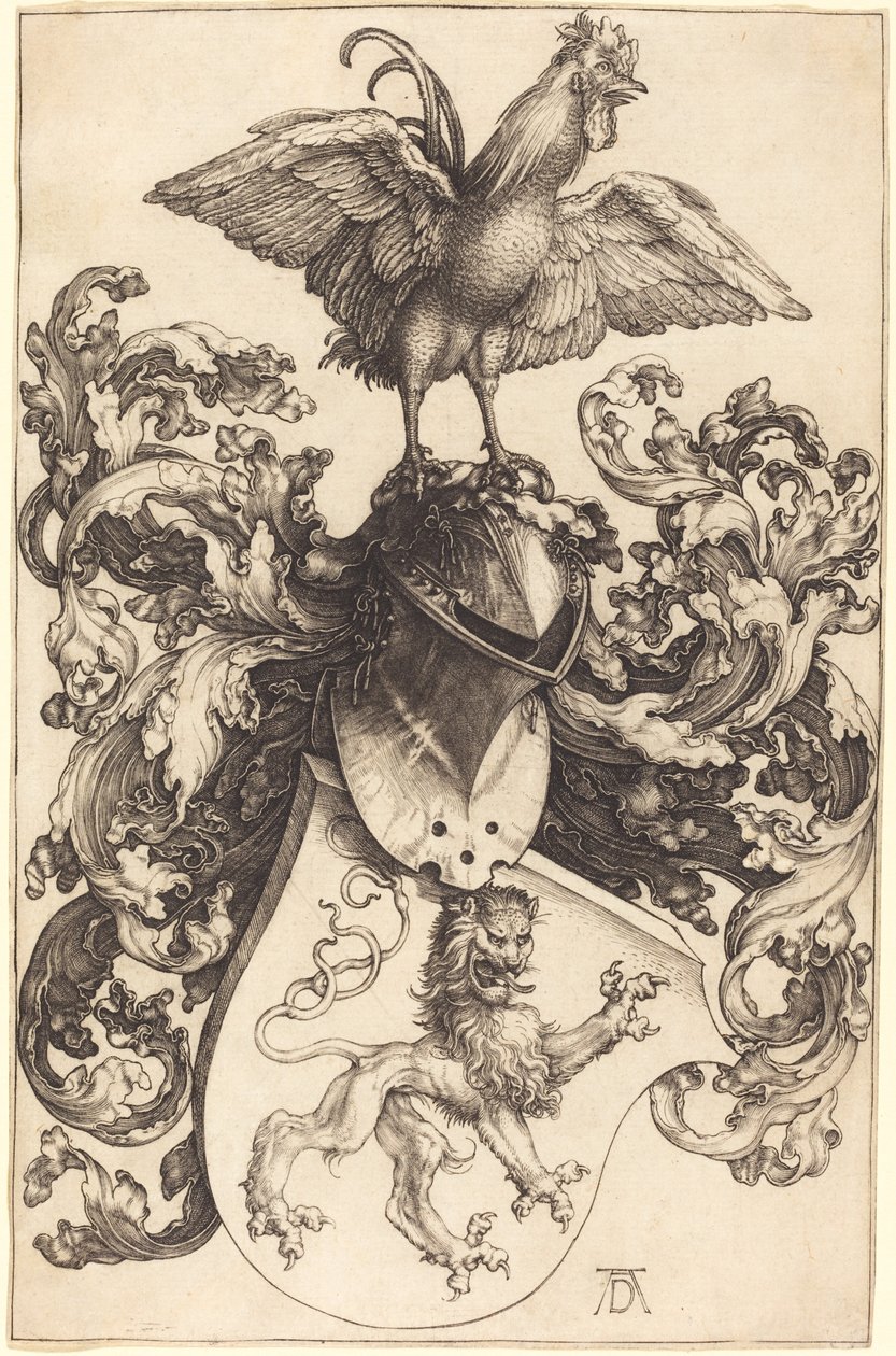 Bir aslan ve bir horoz ile arması by Albrecht Dürer