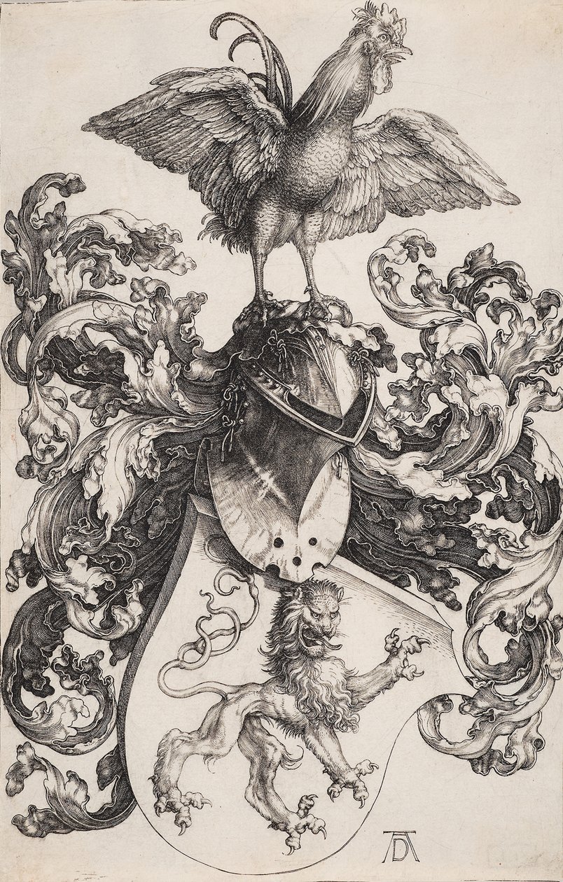Bir aslan ve bir horoz ile arması by Albrecht Dürer