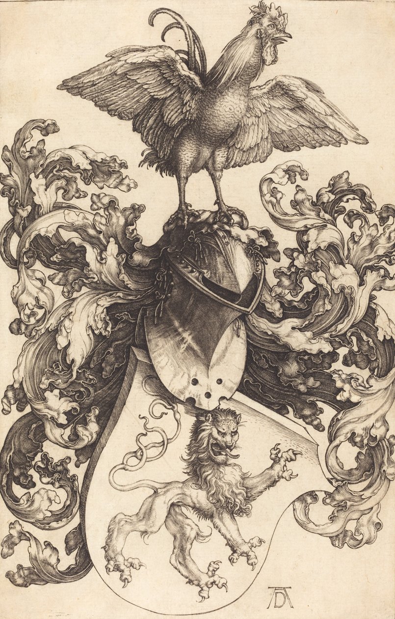Aslanlı ve Horozlu Arması, 15021503. by Albrecht Dürer