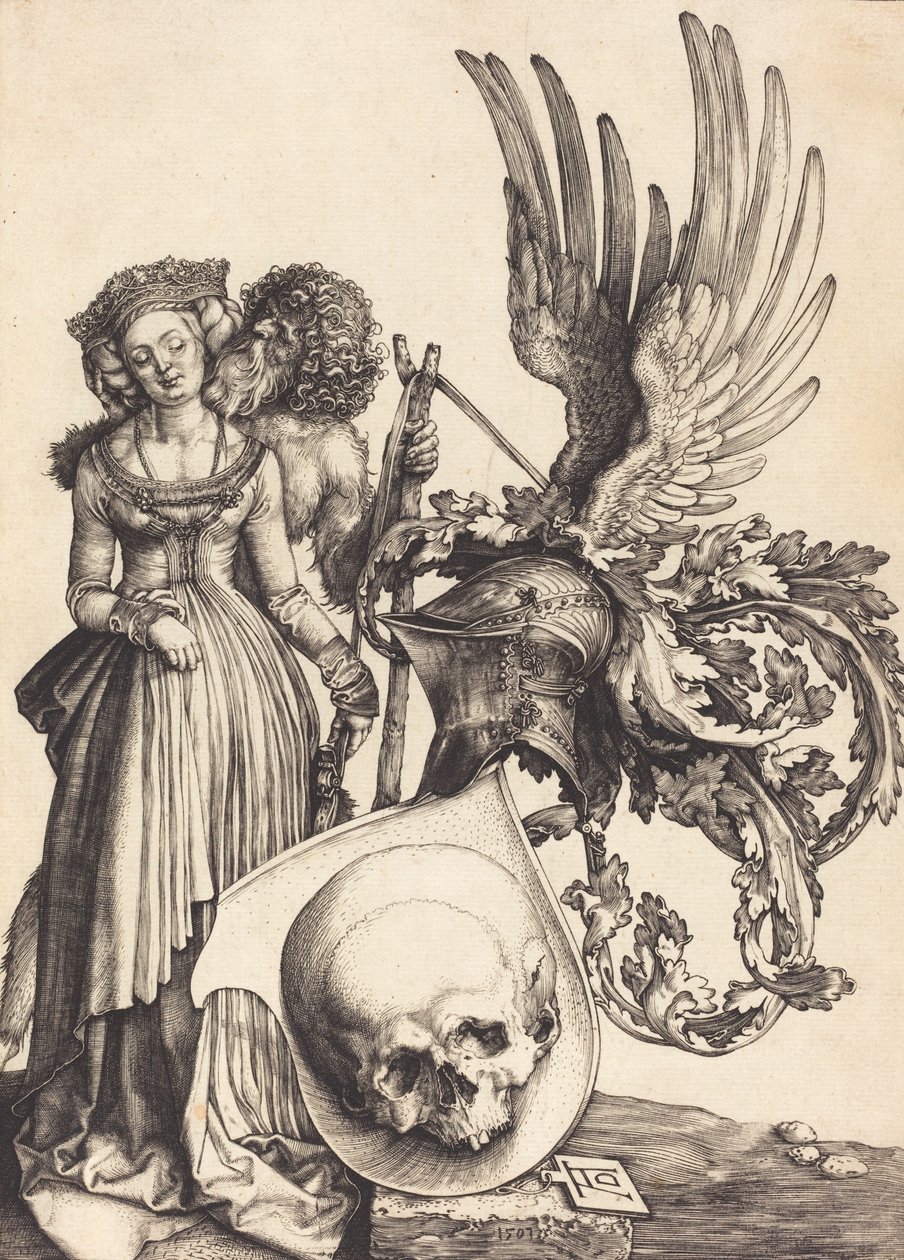 Kafatası ile Arması, 1503. by Albrecht Dürer