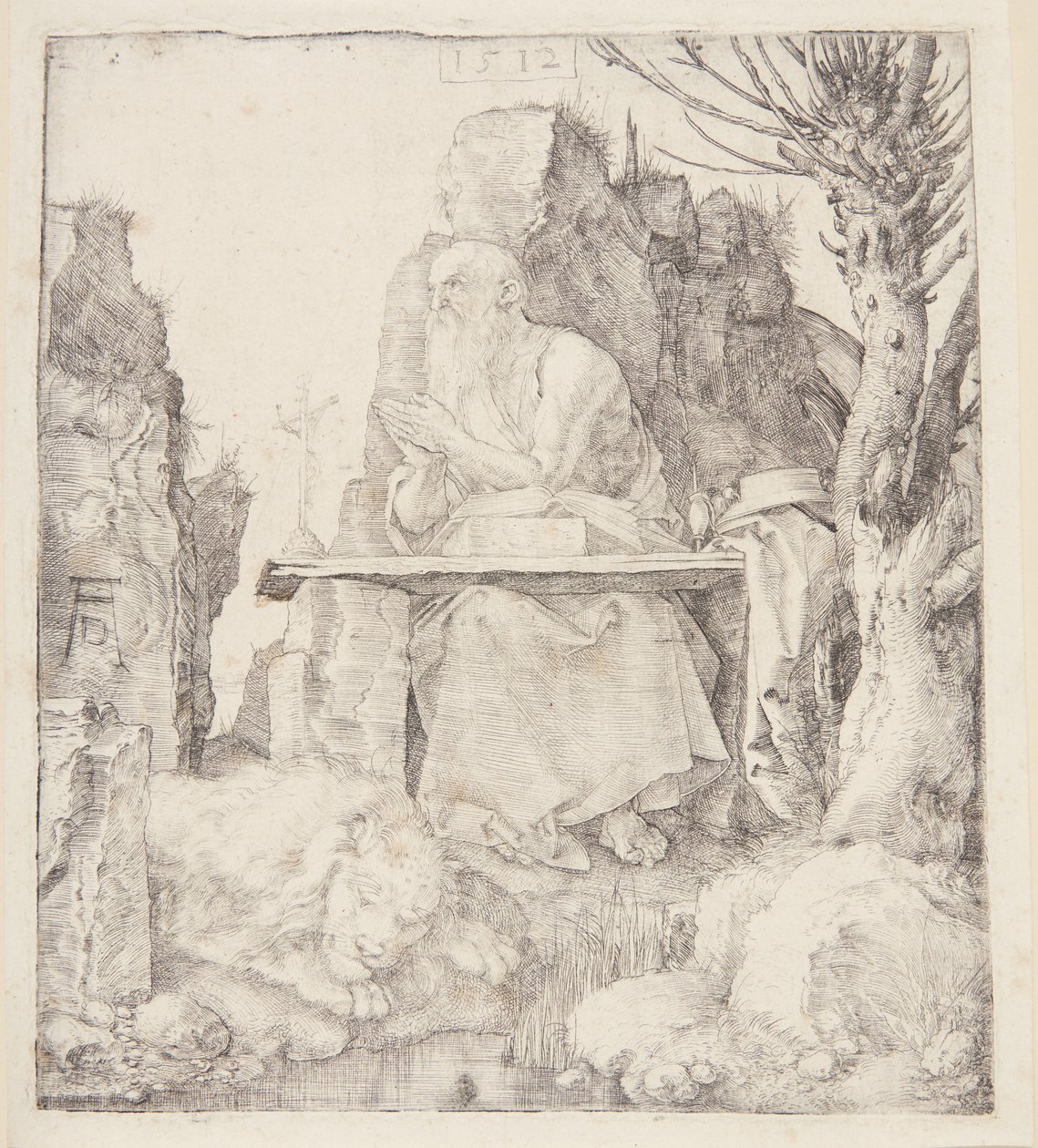 Bodur bir söğüt ağacının yanında Aziz Hieronymus by Albrecht Dürer