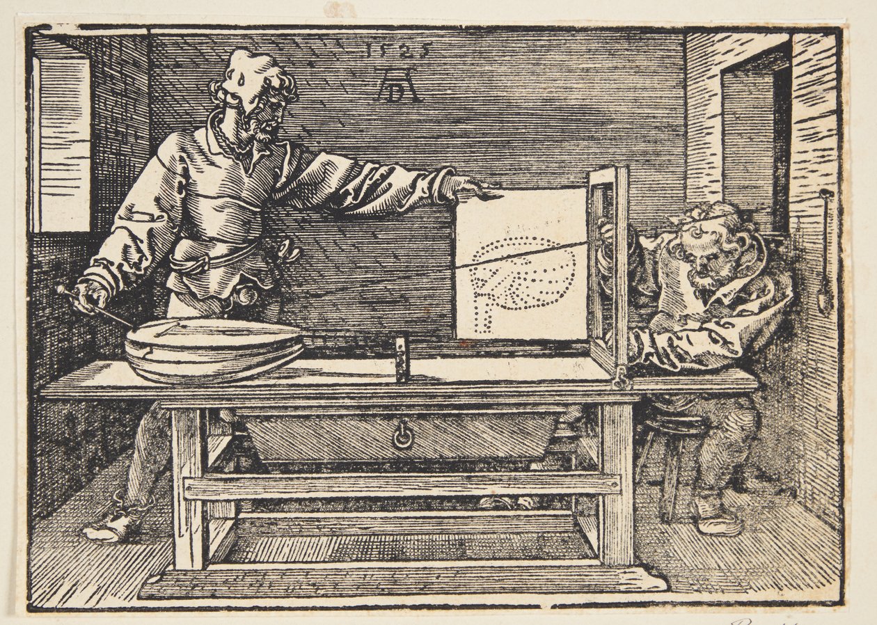 Bir ud çizim ressam by Albrecht Dürer