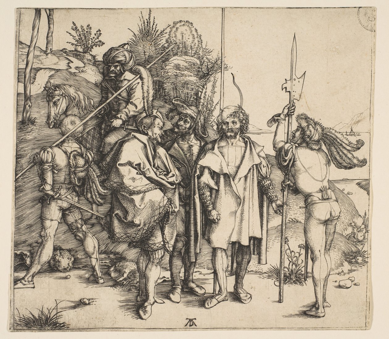 Beş Ayak Asker ve Atlı Bir Türk, yak. 1495. by Albrecht Dürer