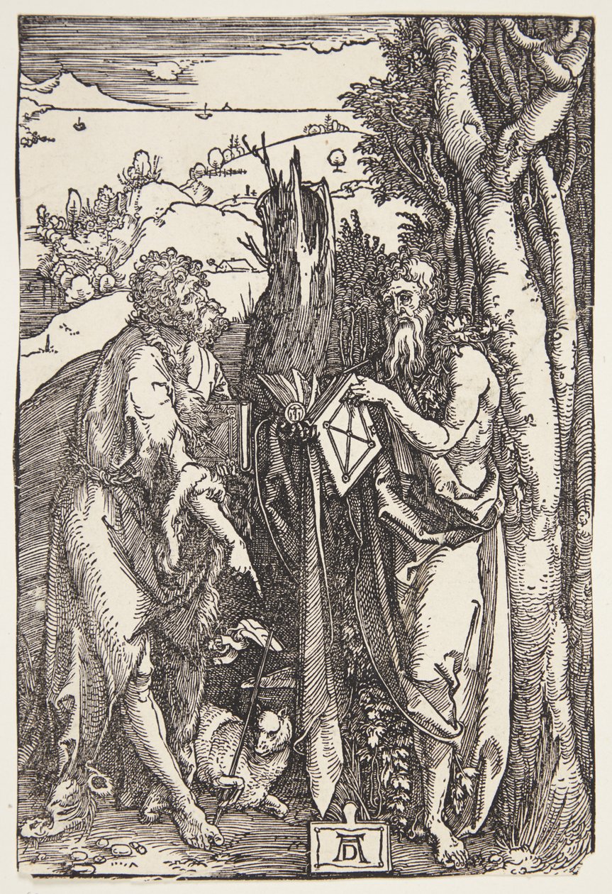 Vaftizci Yahya ve Aziz Onuphrius vahşi doğada by Albrecht Dürer