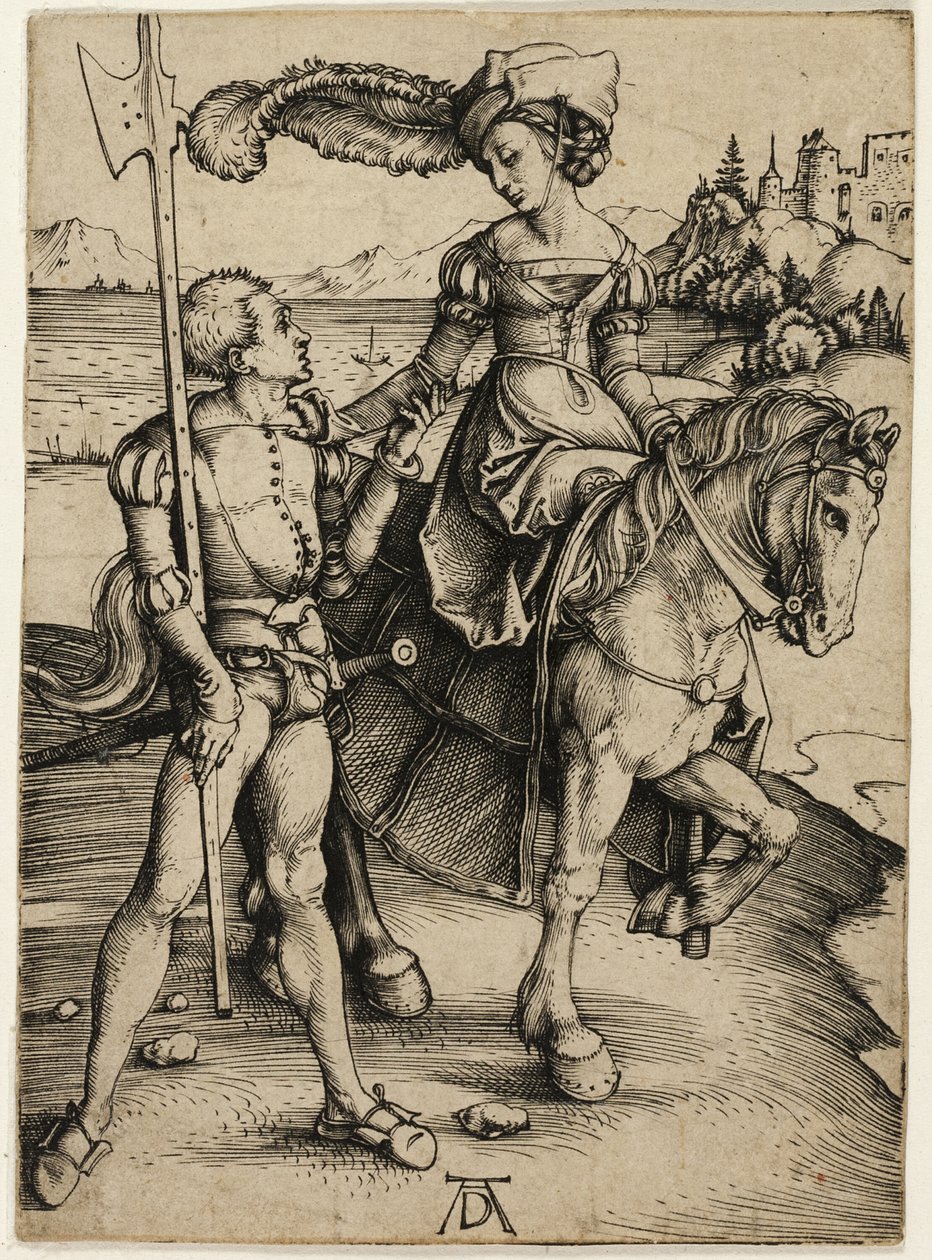 Atlı Lady ve Landsknecht by Albrecht Dürer