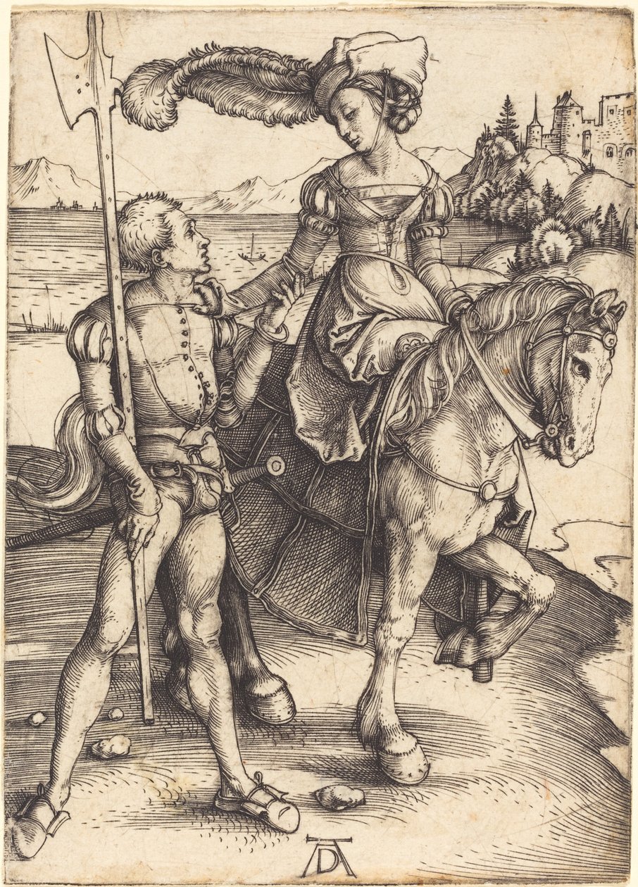 Atlı Kadın ve Lansquenet by Albrecht Dürer