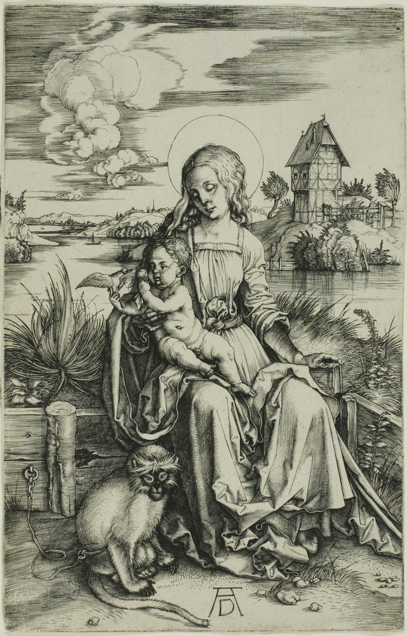 Maymun ile Madonna by Albrecht Dürer