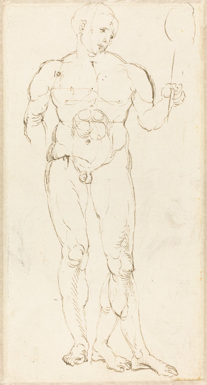 Bir Ayna Tutan Çıplak Erkek [rekto] by Albrecht Dürer