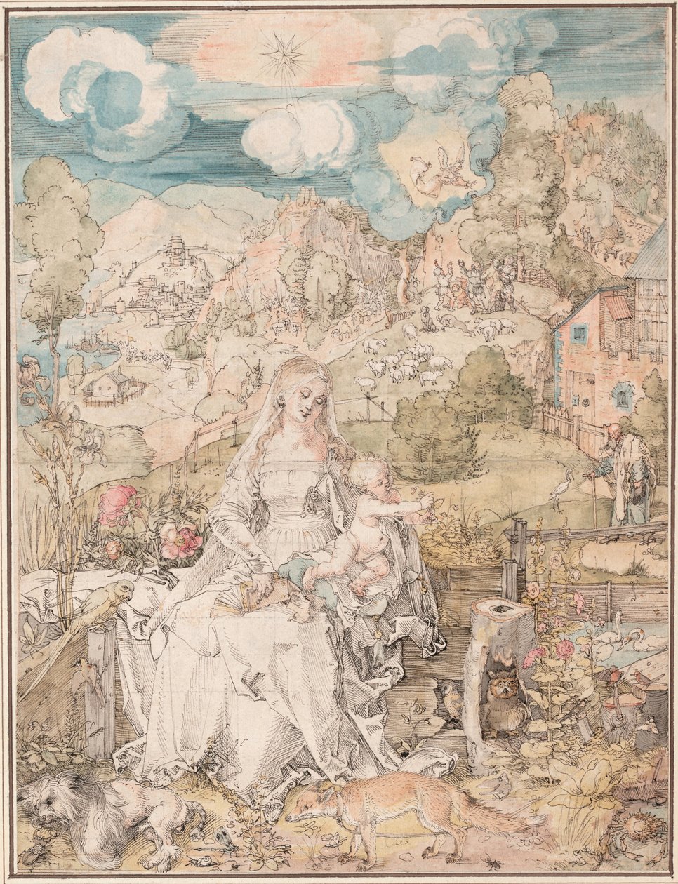 Mary, Çok Sayıda Hayvanın Arasında, 1503 by Albrecht Dürer