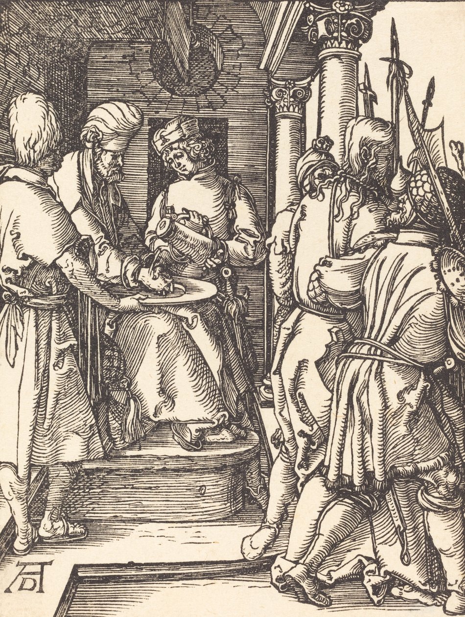 Ellerini Yıkanan Pilatus, muhtemelen c. 15091510. by Albrecht Dürer