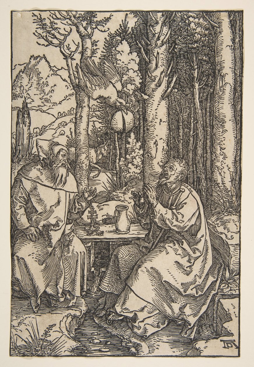 Çölde Aziz Anthony ve Aziz Paul, ca. 1503. by Albrecht Dürer