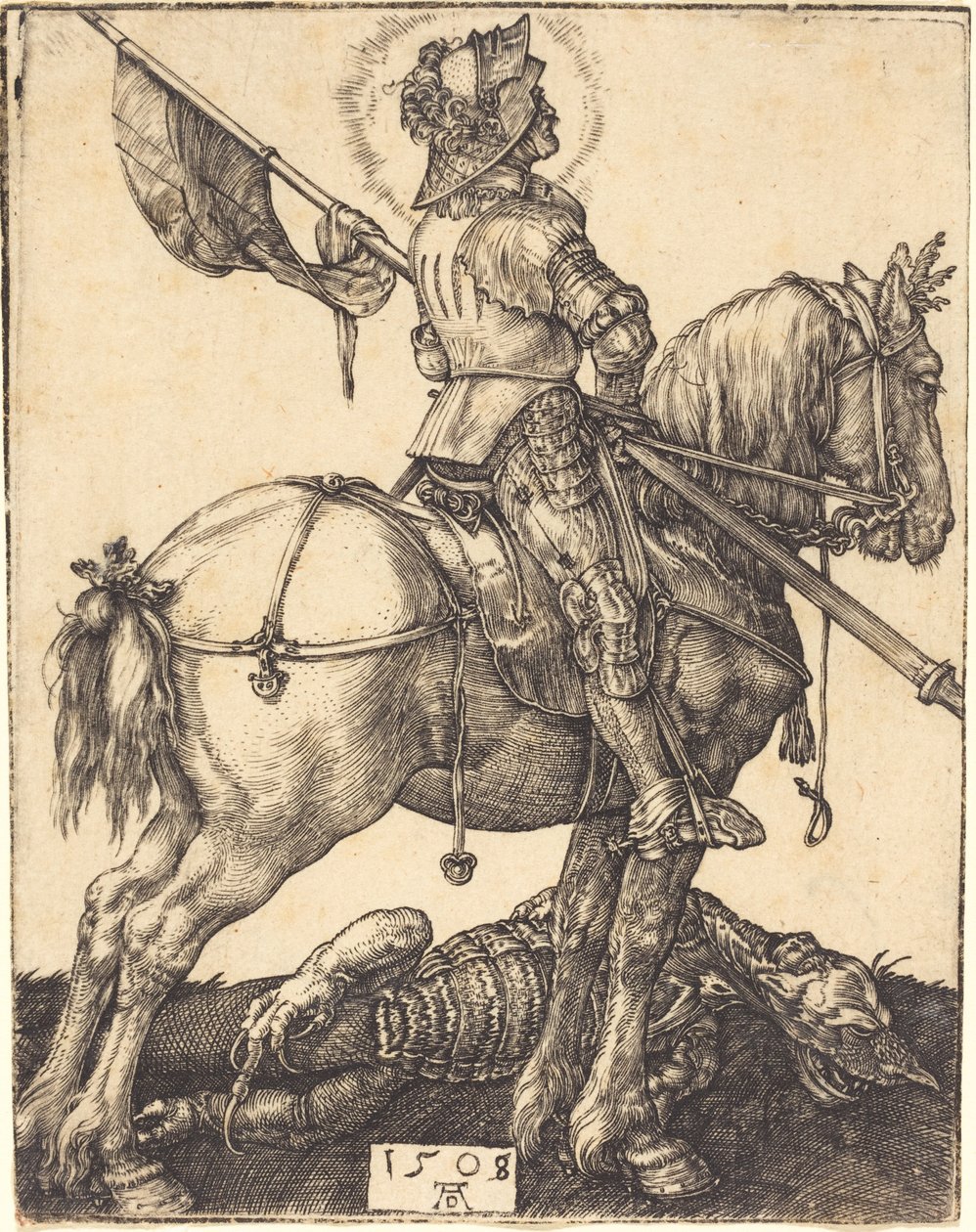 At sırtında Aziz George by Albrecht Dürer