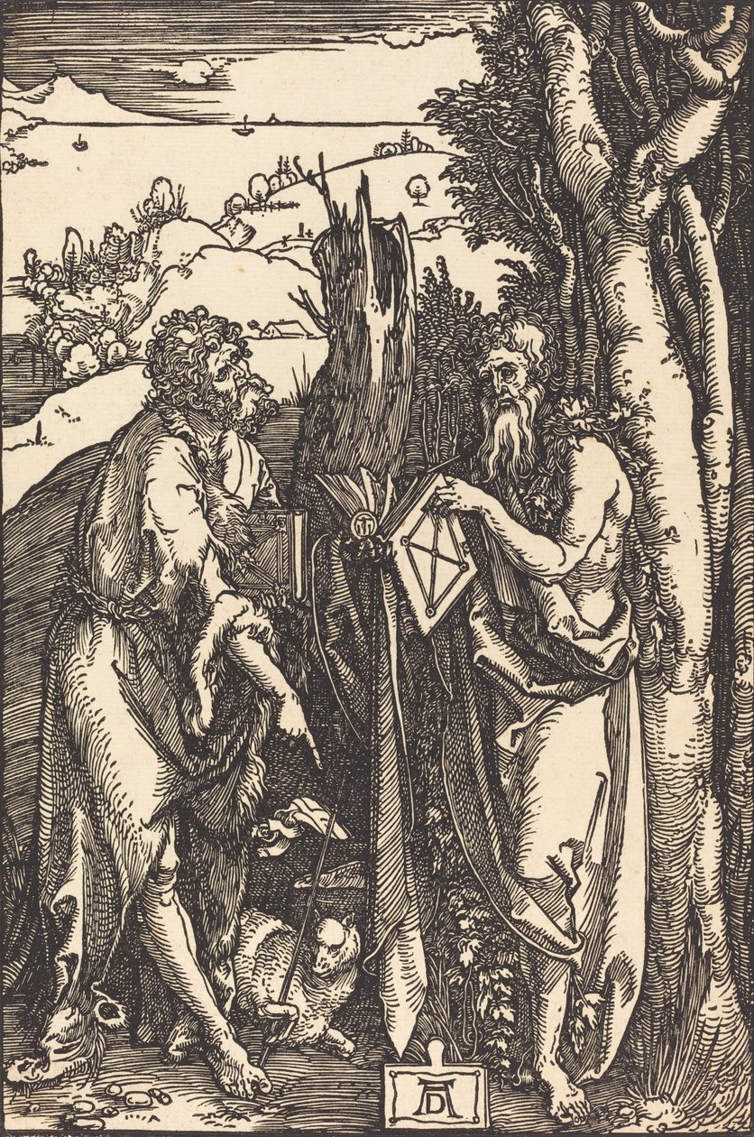 Vaftizci Yahya ve Aziz Onuphrius, c. 1504. by Albrecht Dürer