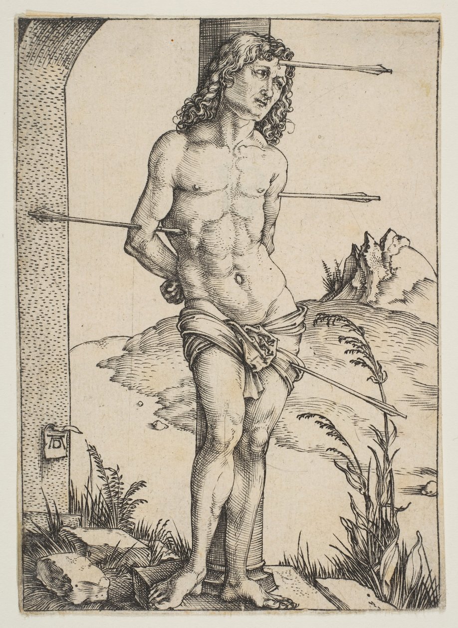 Aziz Sebastian Sütuna Bağlı, yaklaşık. 1499. by Albrecht Dürer