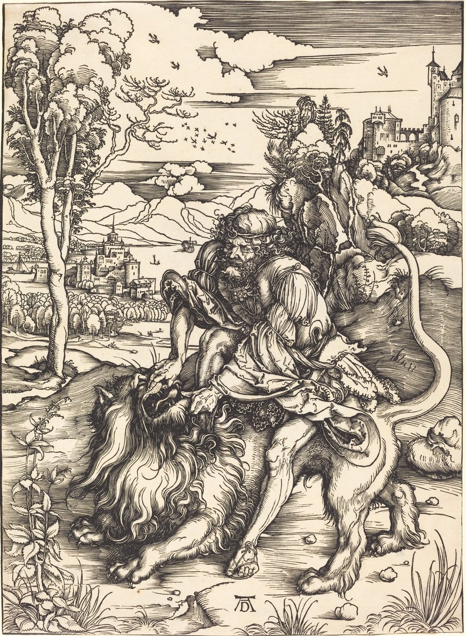 Aslanla Savaşan Samson by Albrecht Dürer