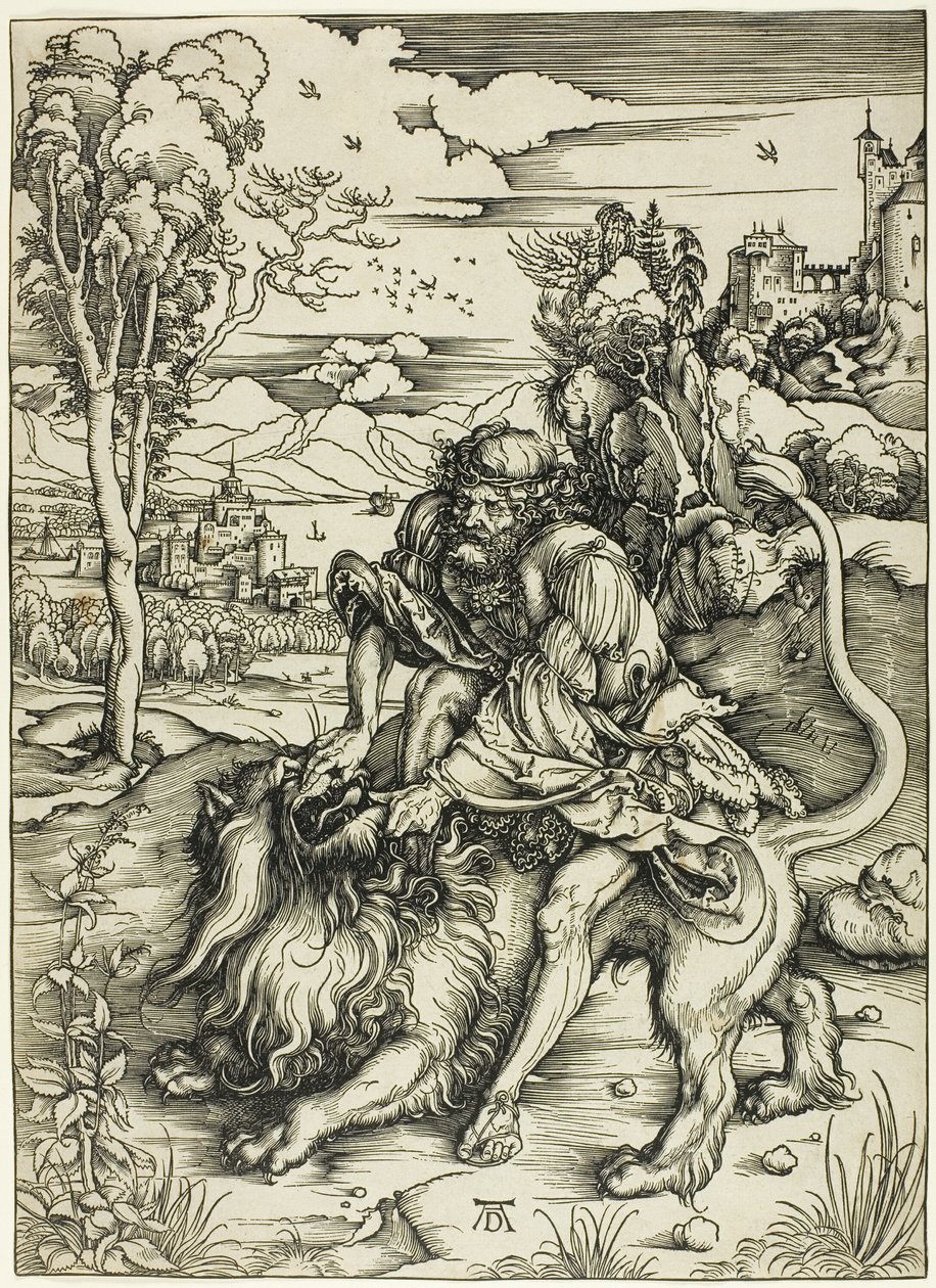 Aslan Parçalayan Samson by Albrecht Dürer