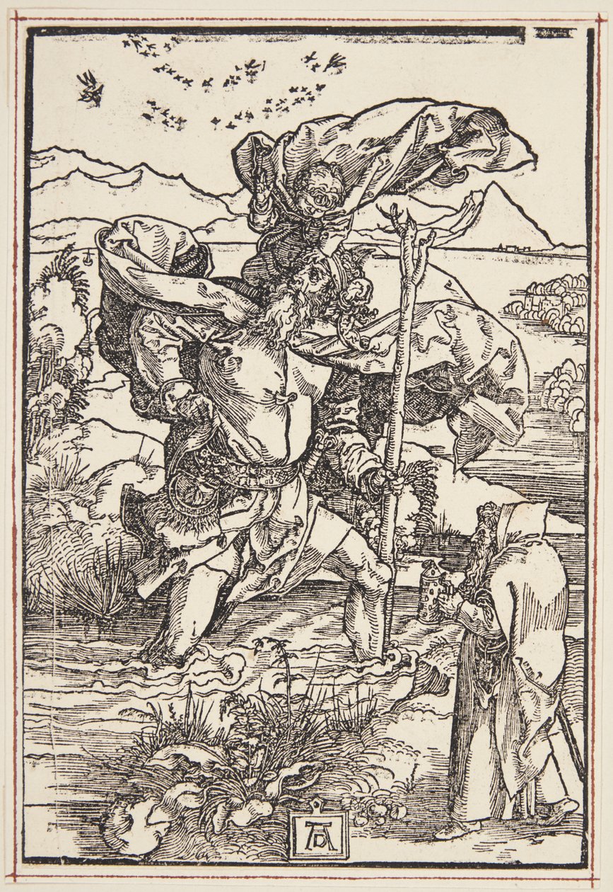 Bir kuş uçuşu ile vahşi doğada St. Christopher by Albrecht Dürer