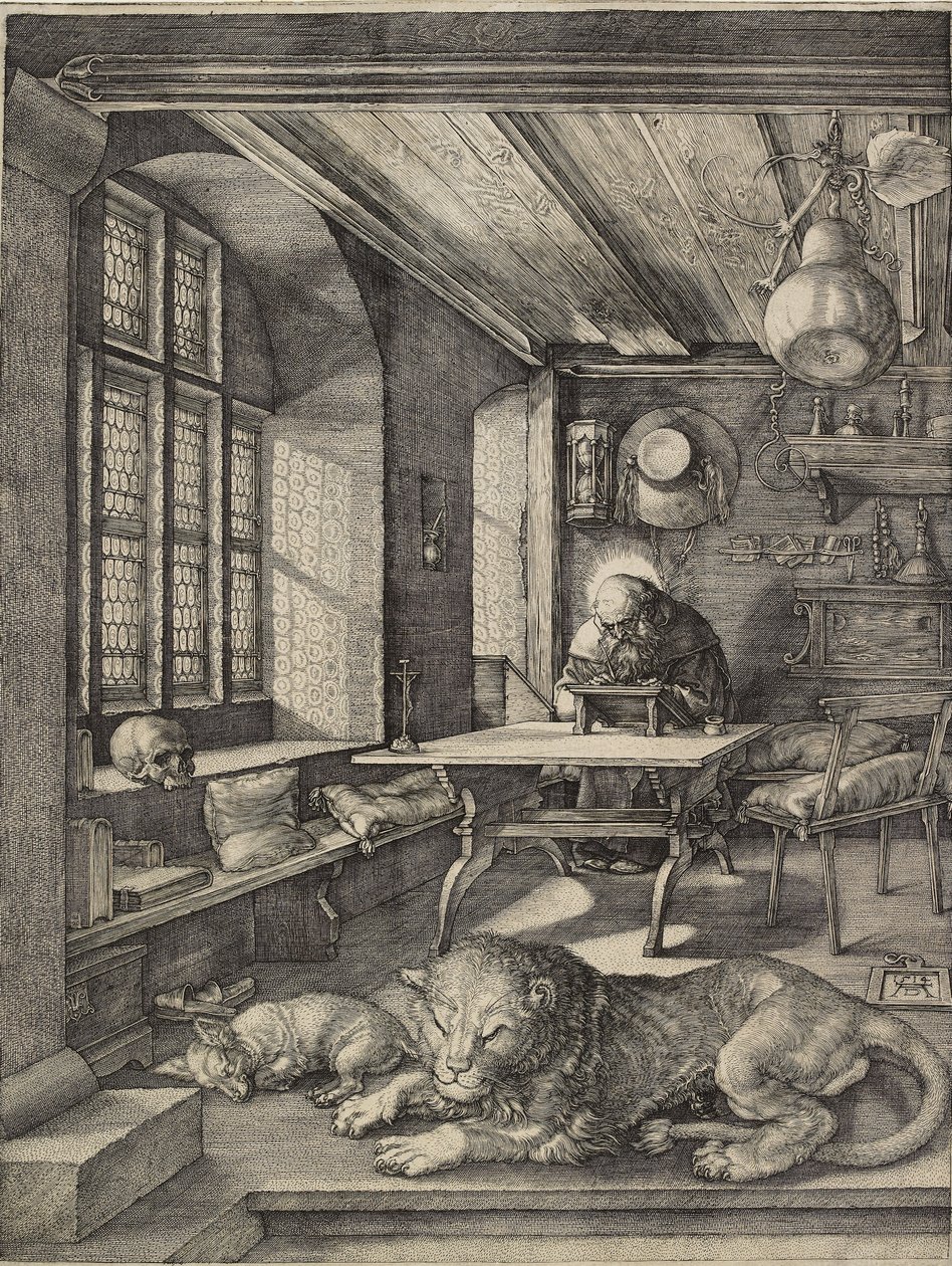 Aziz Jerome çalışmasında, 1514 by Albrecht Dürer