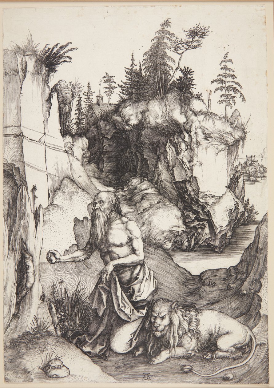 Aziz Jerome vahşi doğada tövbe ediyor by Albrecht Dürer