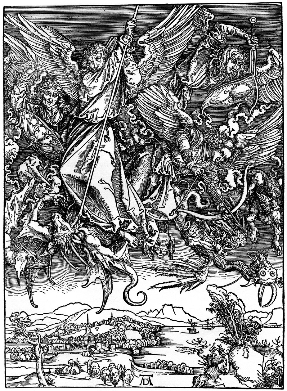 Aziz Michael Ejderhayla Savaşıyor, 1498, 1936 by Albrecht Dürer