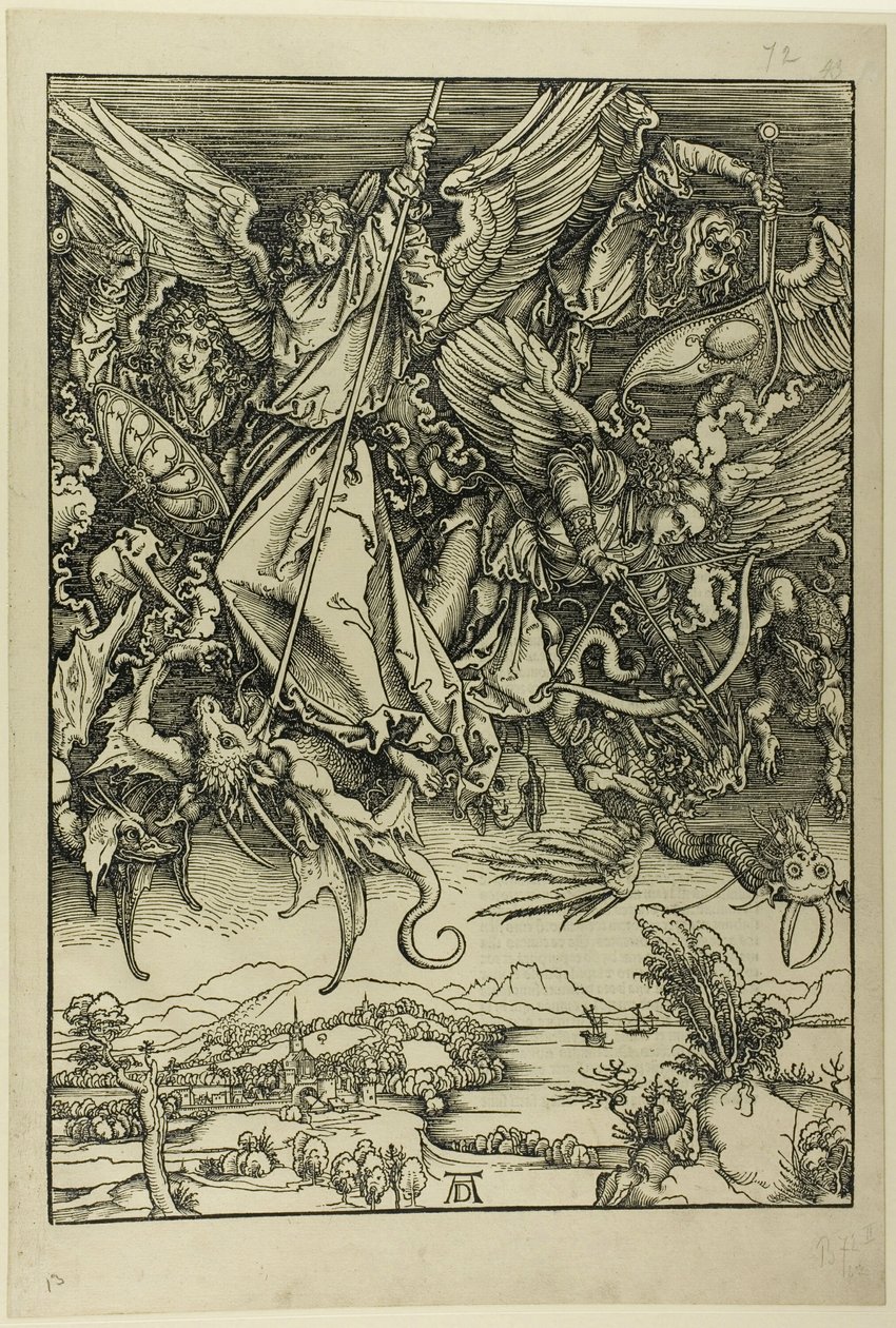 Apocalypse'den St. Michael Ejderhayla Savaşıyor by Albrecht Dürer