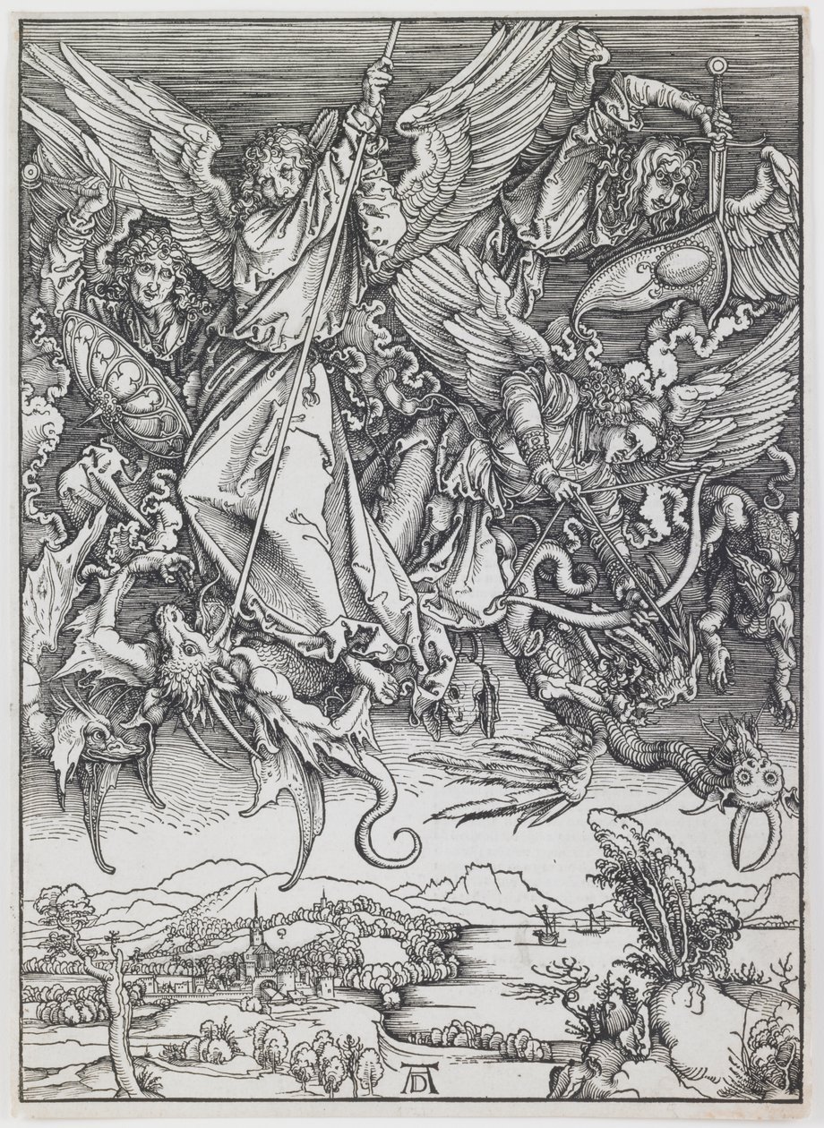Aziz Michael Ejderhayla Savaşıyor, “Kıyamet” dizisinden by Albrecht Dürer