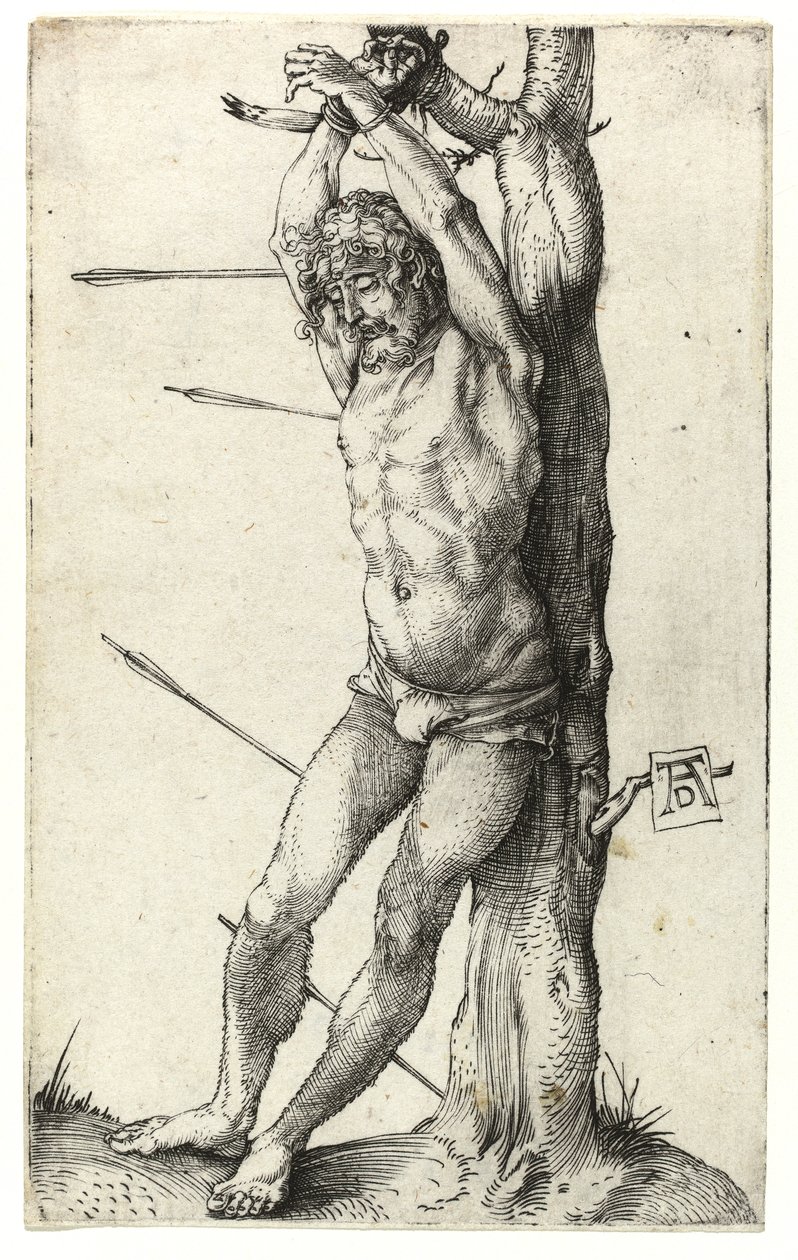Aziz Sebastian ağaca bağlı, c.1501 by Albrecht Dürer