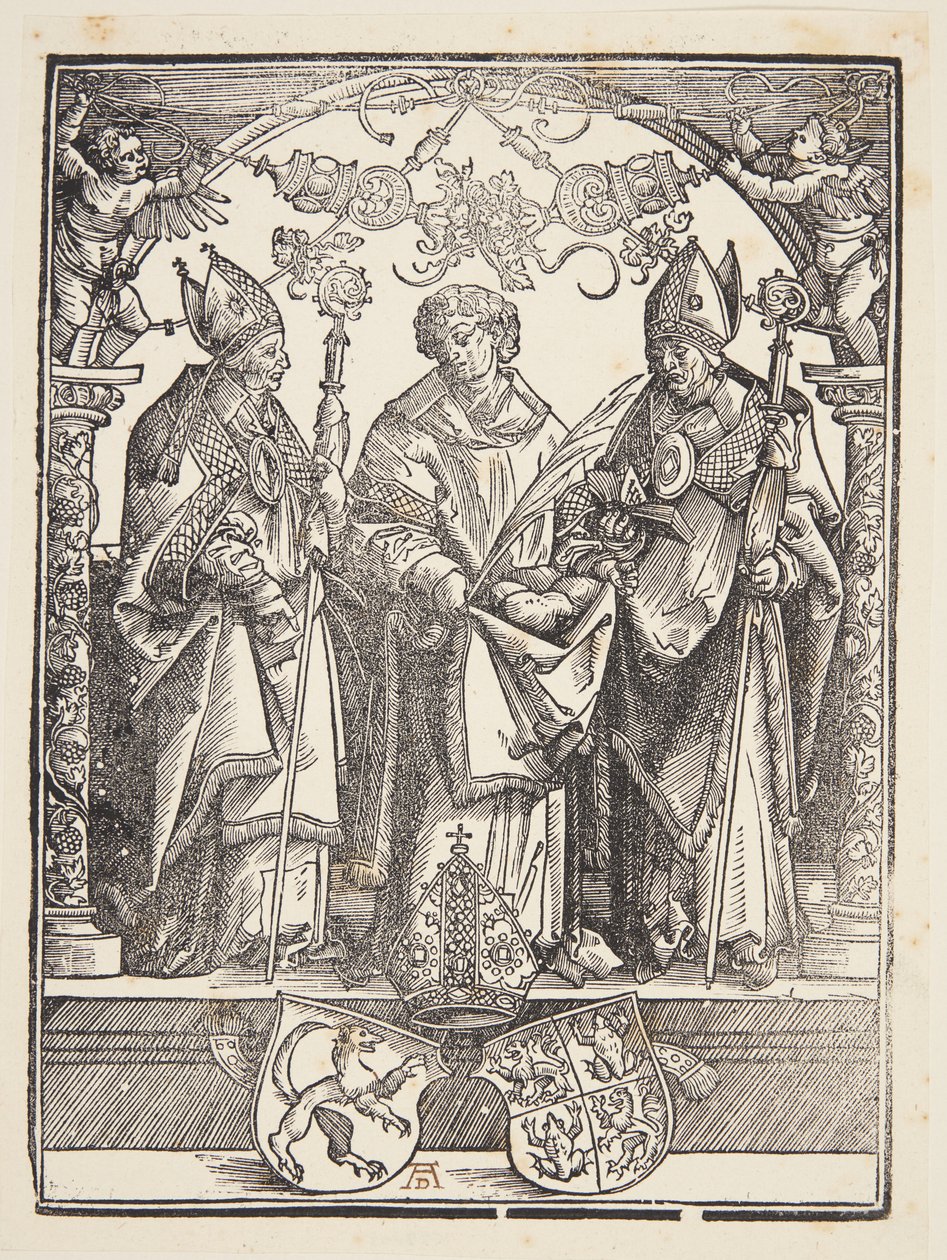 Aziz Stephen diğer iki azizle birlikte by Albrecht Dürer