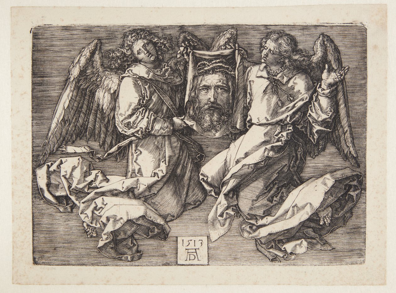 İki melek tarafından görüntülenen Sudarium by Albrecht Dürer