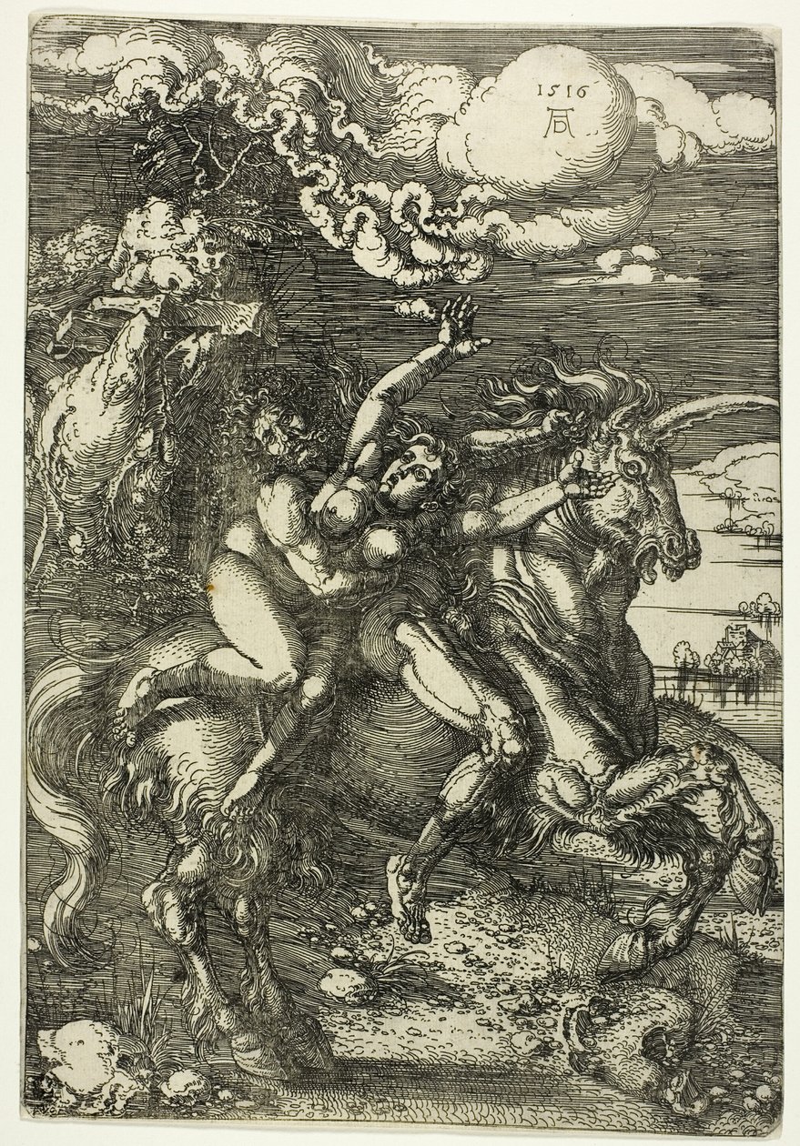 Bir Tekboynuz Üzerinde Proserpin Kaçırılması by Albrecht Dürer