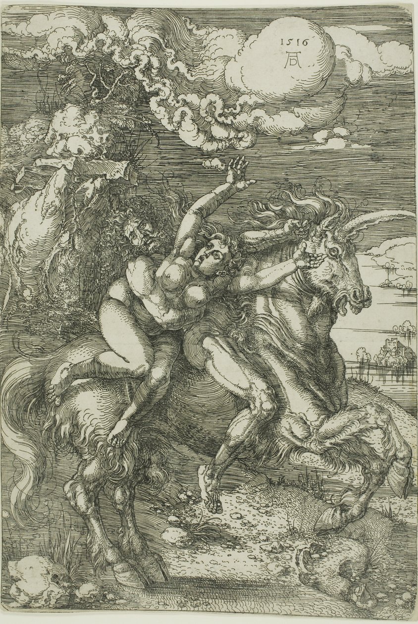 Tek Boynuzlu At Üzerinde Proserpin Kaçırılması by Albrecht Dürer