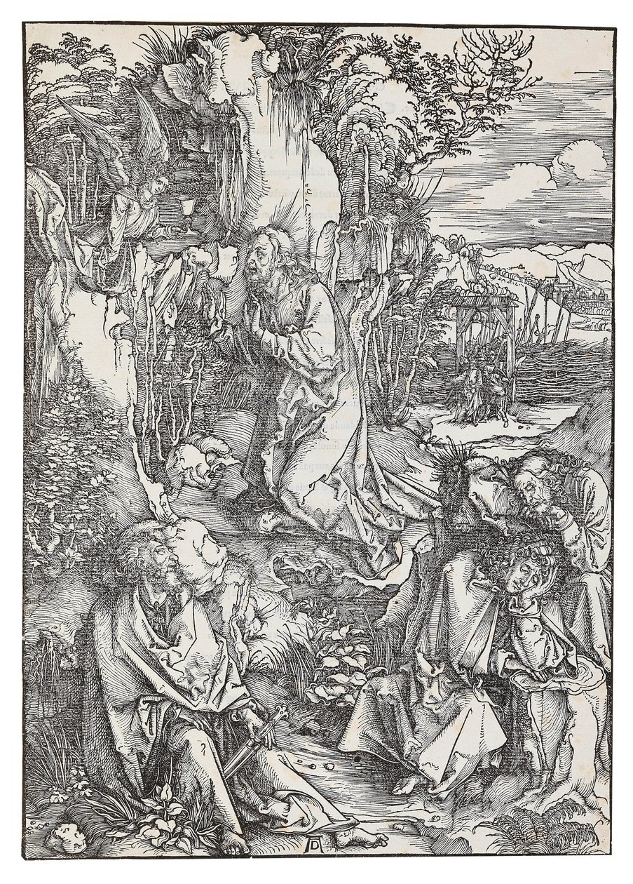 Bahçedeki Acı, Büyük Tutku dizisinden, c. 1496. by Albrecht Dürer