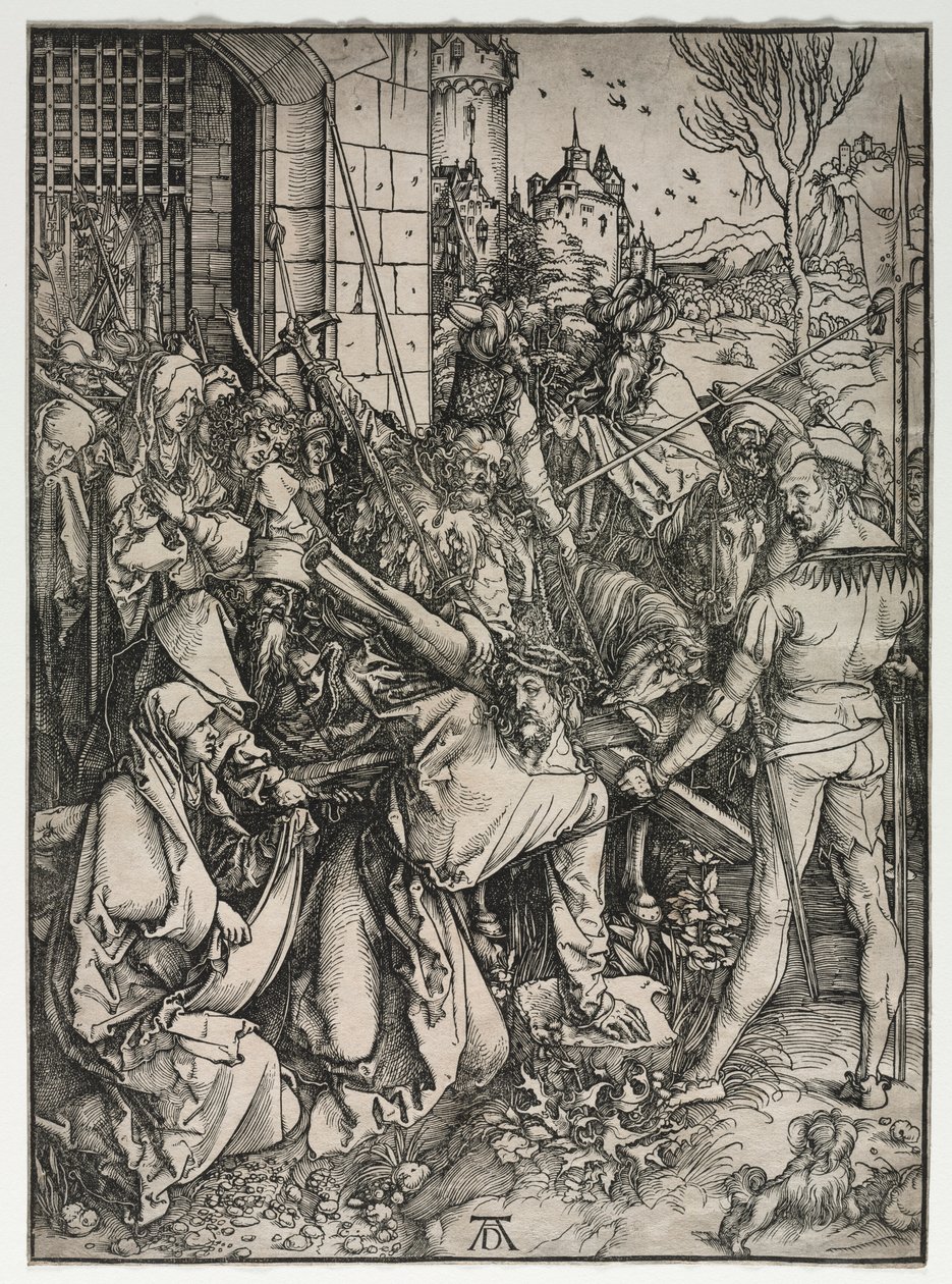 Büyük Tutku: Çarmıhı Taşıyan İsa. by Albrecht Dürer