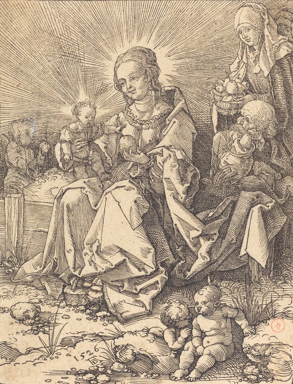 Çimenli Bir Bankta Kutsal Aile, 1526. by Albrecht Dürer