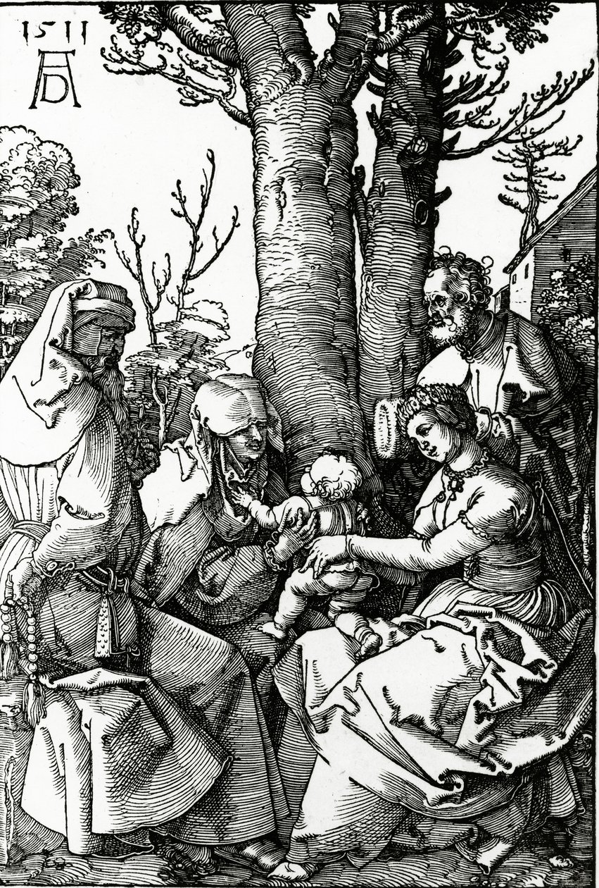 Aziz Anne ve Aziz Joachim ile Kutsal Aile, 1511 (tahta baskı) by Albrecht Dürer
