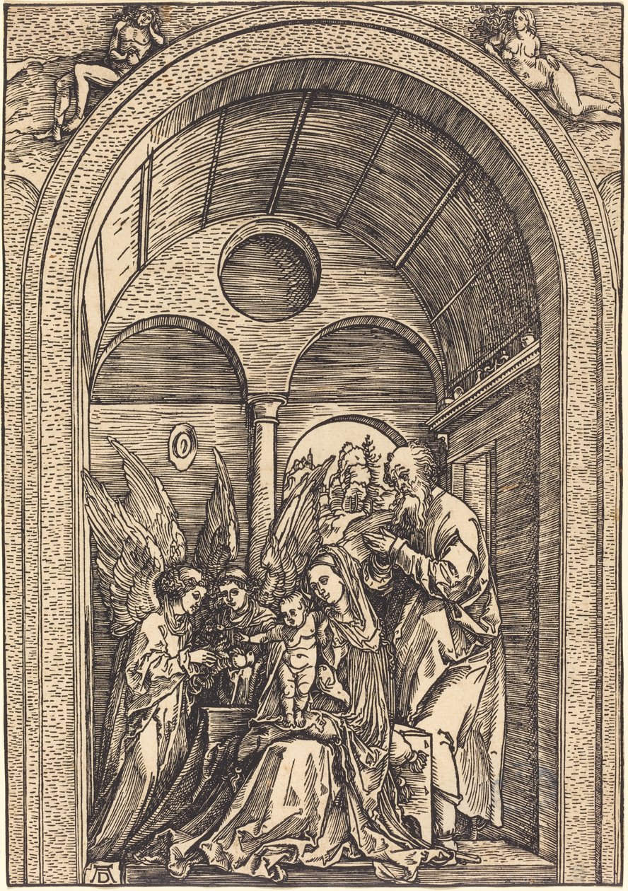 Tonozlu Salonda İki Melekli Kutsal Aile by Albrecht Dürer
